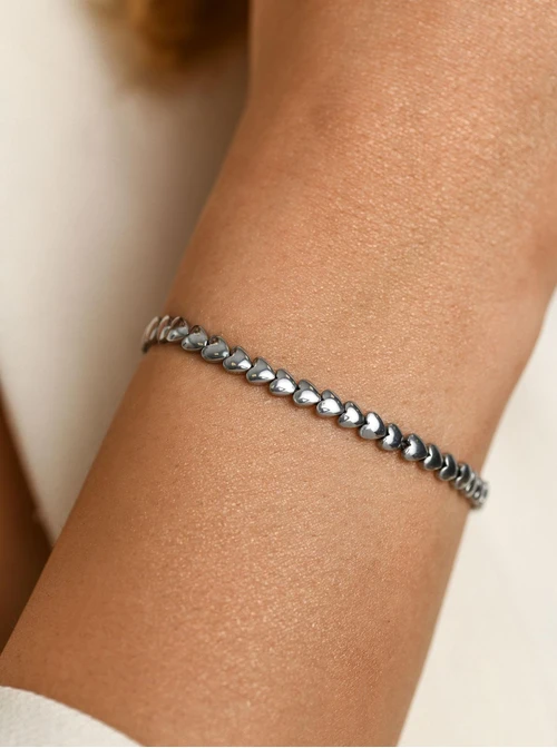 Bransoletka serduszka, Hematyt, stal S112600S00