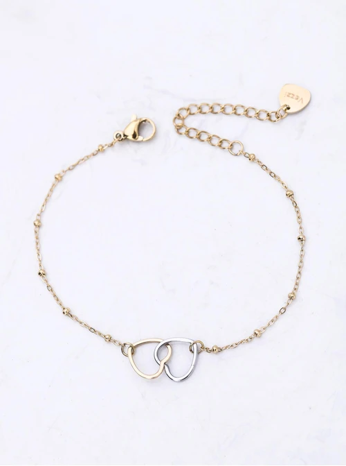 Bransoletka serduszka, stal pozłacana S112340M00