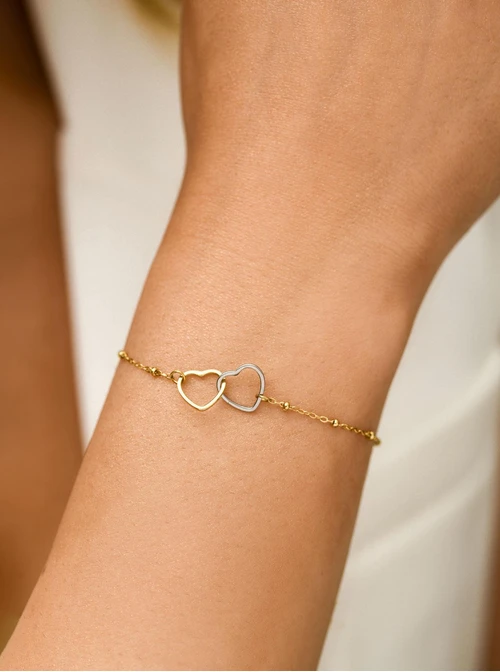 Bransoletka serduszka, stal pozłacana S112340M00