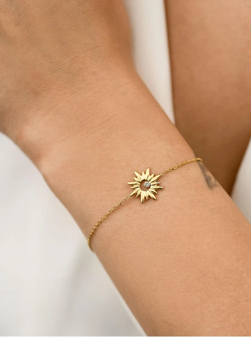 Bransoletka słoneczko, stal pozłacana S112383Z00
