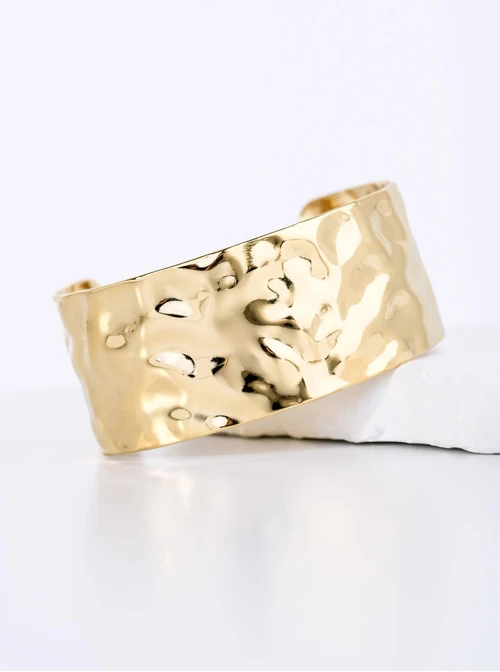 Bransoletka sztywna, gnieciona, stal pozłacana S112634Z00