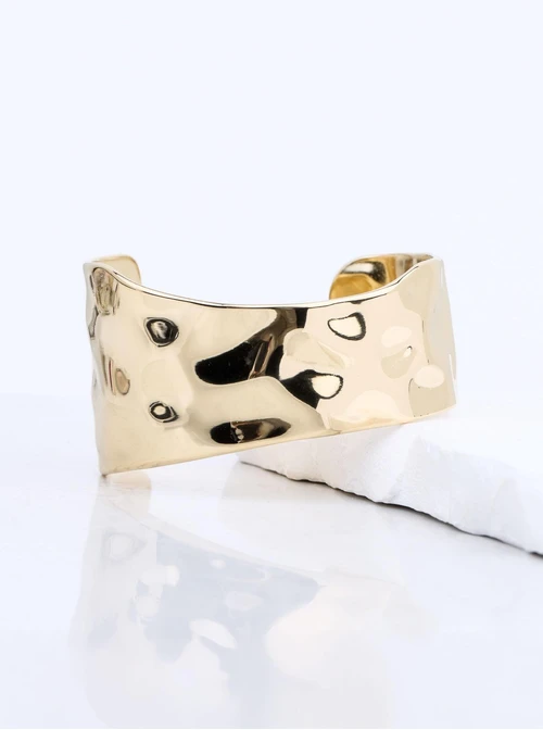 Bransoletka sztywna, gnieciona, stal pozłacana S112635Z00