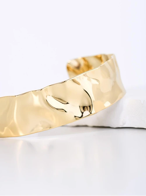 Bransoletka sztywna, gnieciona, stal pozłacana S112637Z00