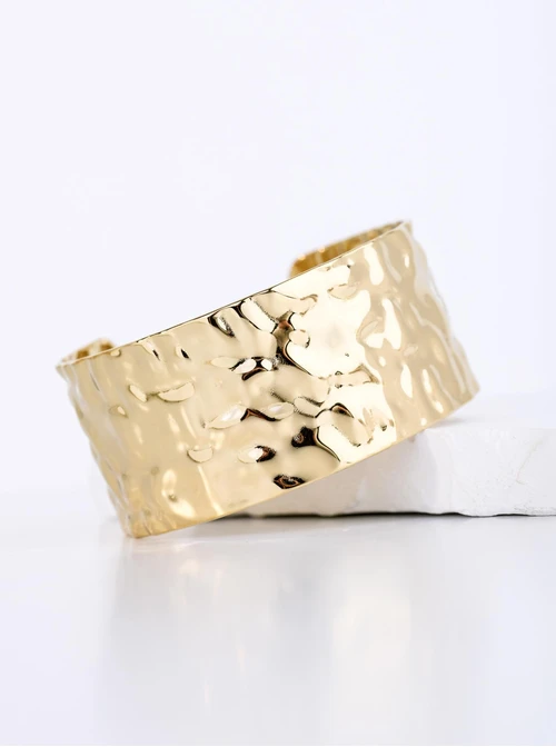 Bransoletka sztywna, gnieciona, stal pozłacana S112638Z00