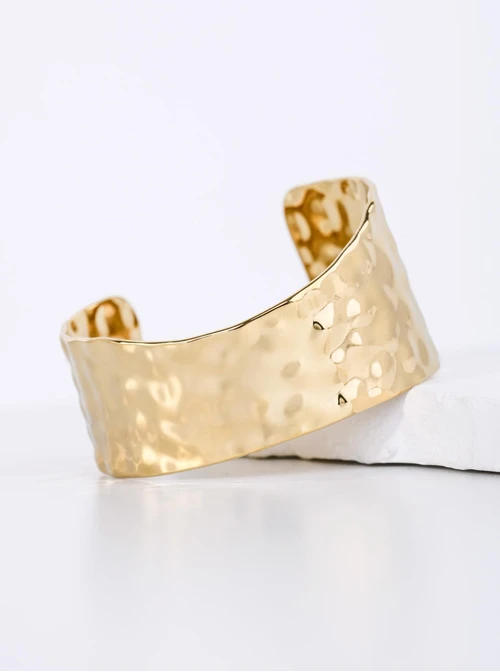 Bransoletka sztywna, gnieciona, stal pozłacana S112639Z00