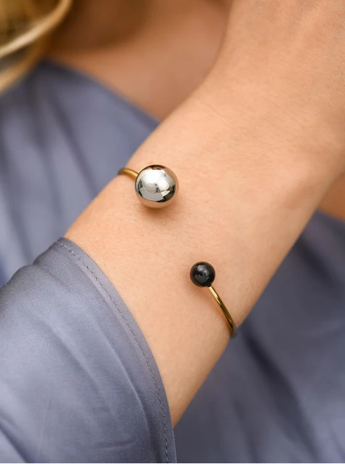 Bransoletka sztywna kulki, stal pozłacana S112536Z00