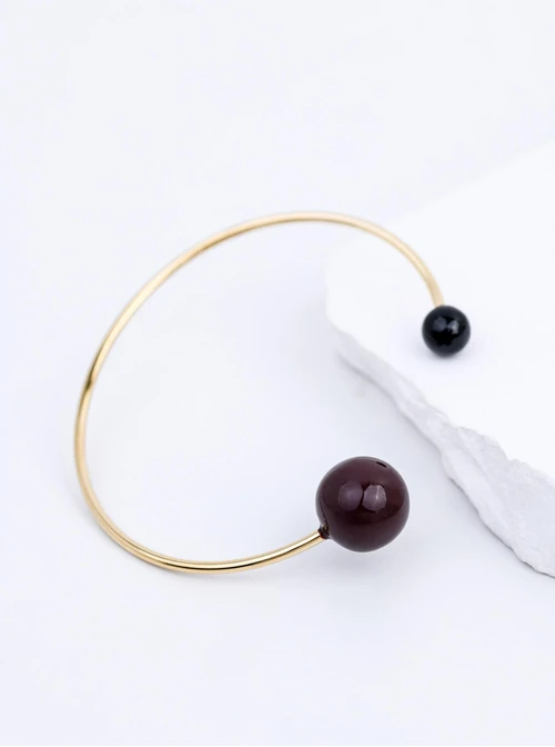 Bransoletka sztywna kulki, stal pozłacana S112536Z13