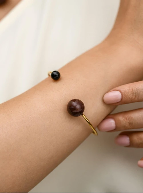 Bransoletka sztywna kulki, stal pozłacana S112536Z13