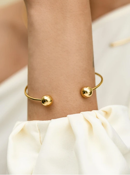 Bransoletka sztywna kulki, stal pozłacana S112538Z00