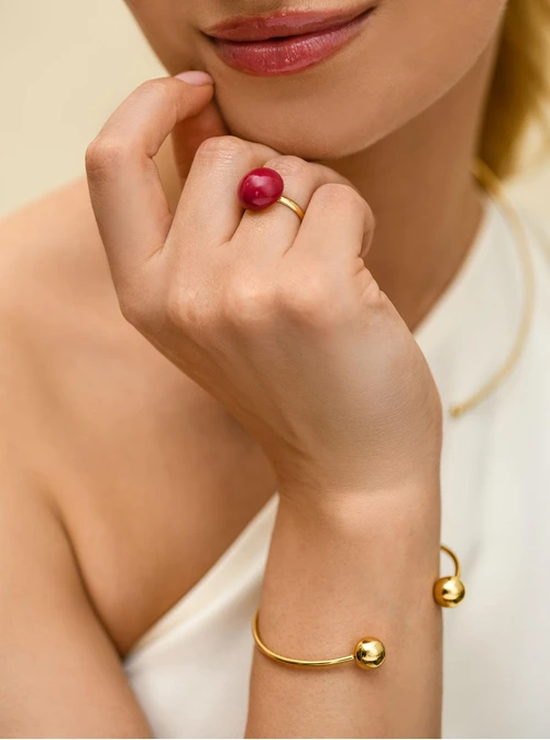 Bransoletka sztywna kulki, stal pozłacana S112538Z00