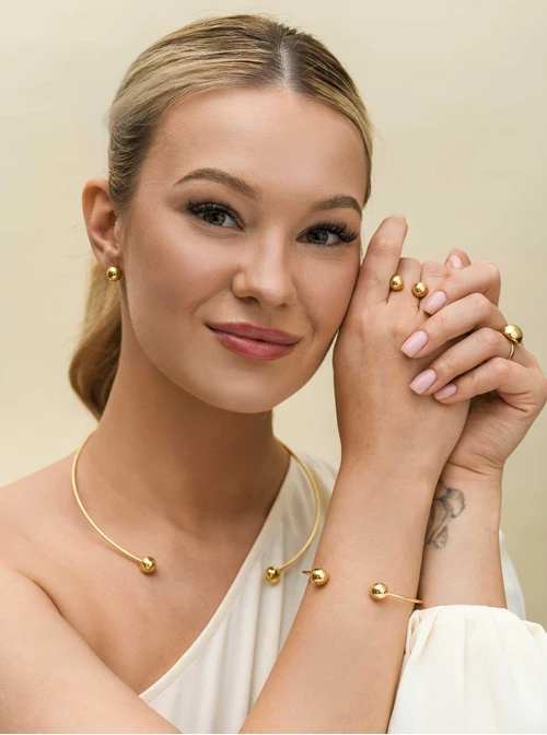 Bransoletka sztywna kulki, stal pozłacana S112538Z00