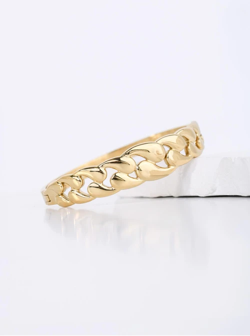 Bransoletka sztywna, łańcuch, stal pozłacana S112649Z00