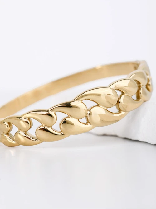 Bransoletka sztywna, łańcuch, stal pozłacana S112649Z00