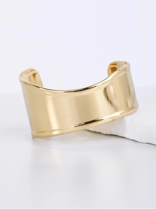 Bransoletka sztywna, nieregularny kształt, stal pozłacana S112632Z00