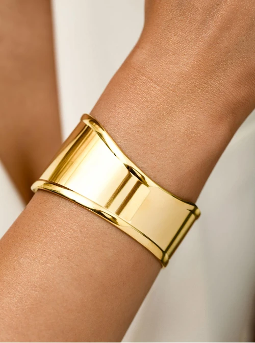 Bransoletka sztywna, nieregularny kształt, stal pozłacana S112632Z00