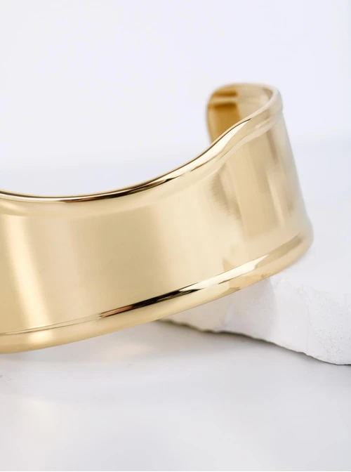 Bransoletka sztywna, nieregularny kształt, stal pozłacana S112632Z00