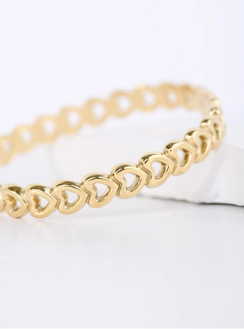 Bransoletka sztywna, serduszka, stal pozłacana S112645Z00