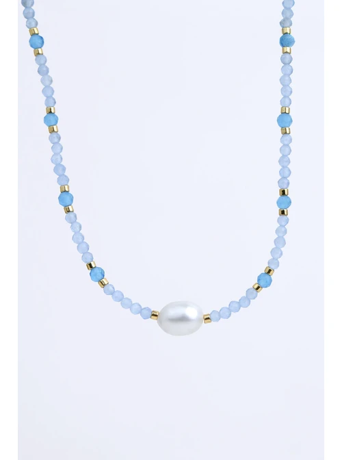 Choker z perełką, Kocie Oko, stal pozłacana S311787Z00