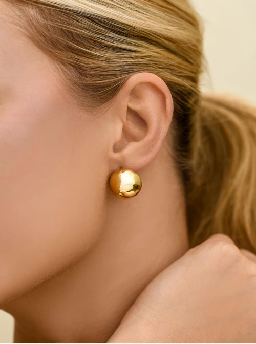 Kolczyki dmuchane kulki, stal pozłacana S212547Z00