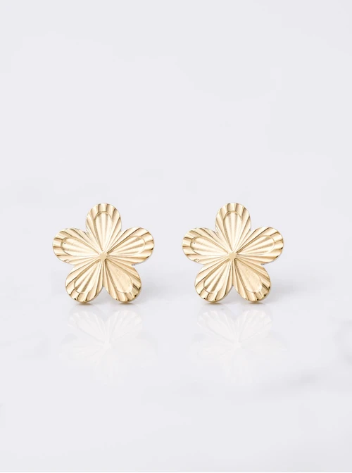 Kolczyki frezowane kwiatuszki, stal pozłacana S212417Z00