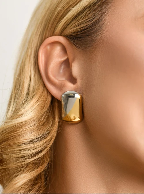 Kolczyki geometryczne, stal pozłacana S212297M00