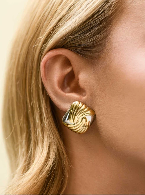 Kolczyki geometryczne, stal pozłacana S212300M00