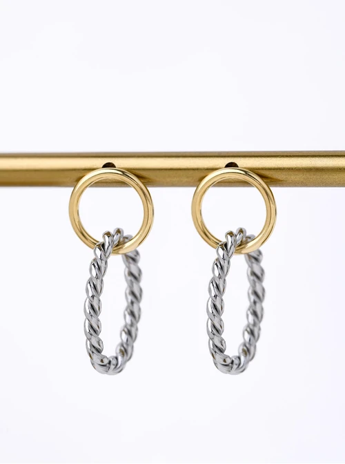 Kolczyki geometryczne, stal pozłacana S212306M00