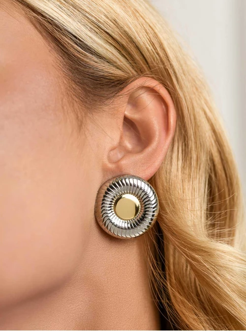 Kolczyki geometryczne, stal pozłacana S212309M00