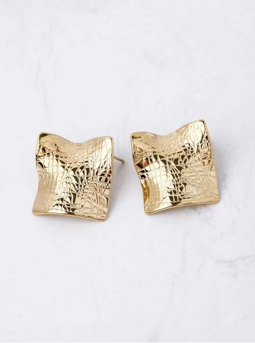 Kolczyki gniecione romby, stal pozłacana S211968Z00