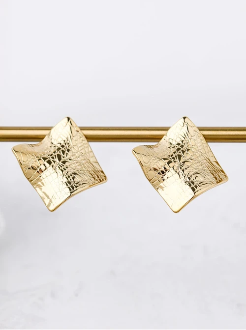 Kolczyki gniecione romby, stal pozłacana S211968Z00
