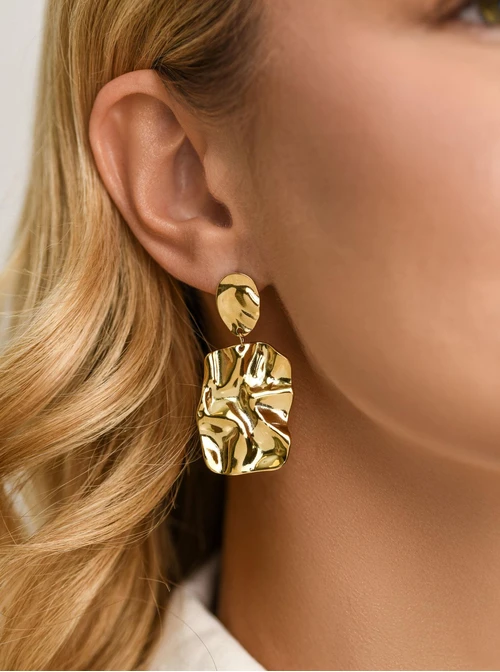 Kolczyki gniecione, stal pozłacana  S211975Z00