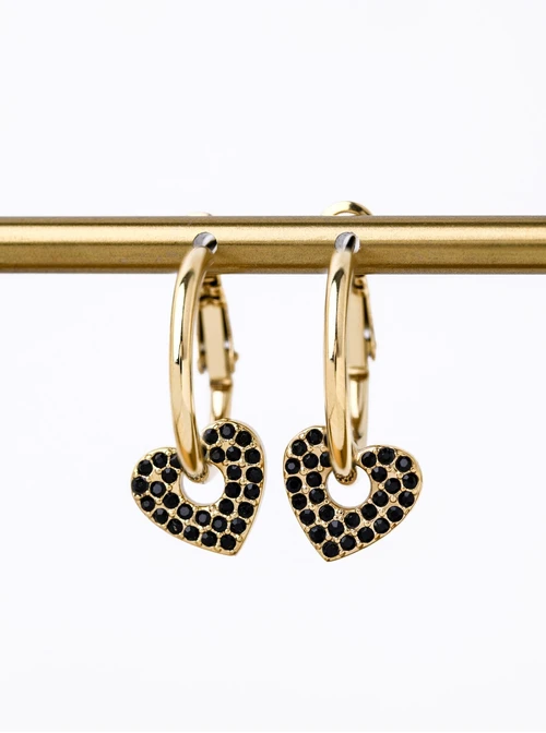 Kolczyki kółeczka, serduszka, stal pozłacana S212249Z00