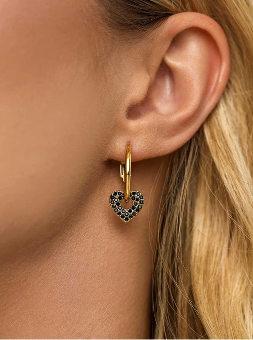 Kolczyki kółeczka, serduszka, stal pozłacana S212249Z00