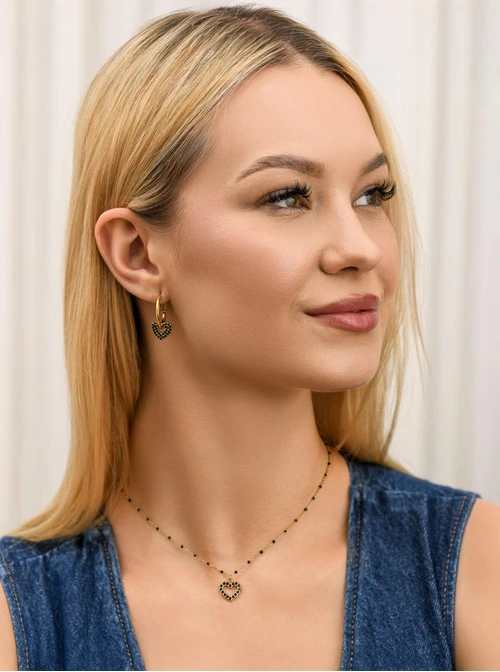 Kolczyki kółeczka, serduszka, stal pozłacana S212249Z00