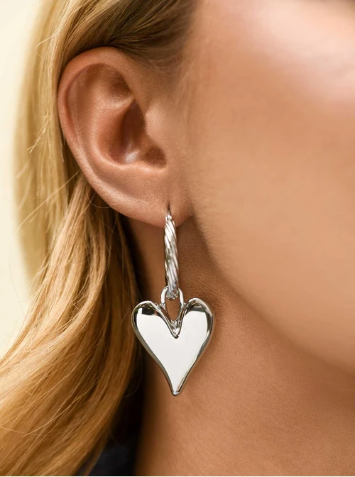 Kolczyki kółko, serce, stal S212667S00