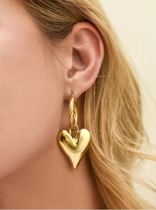 Kolczyki kółko, serce, stal pozłacana S212667Z00