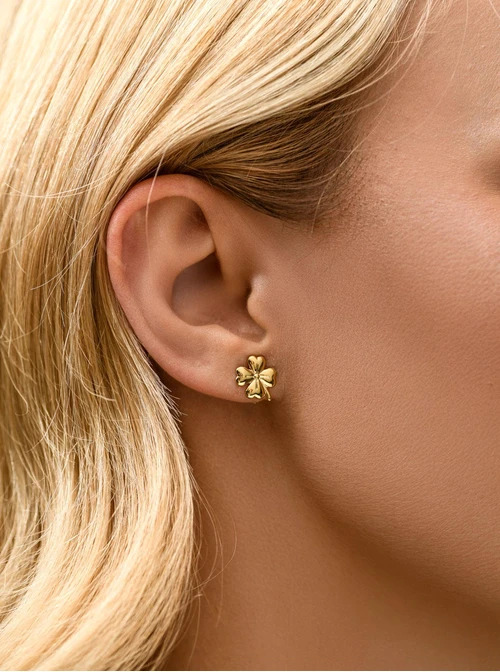 Kolczyki koniczynki, stal pozłacana S212406Z00