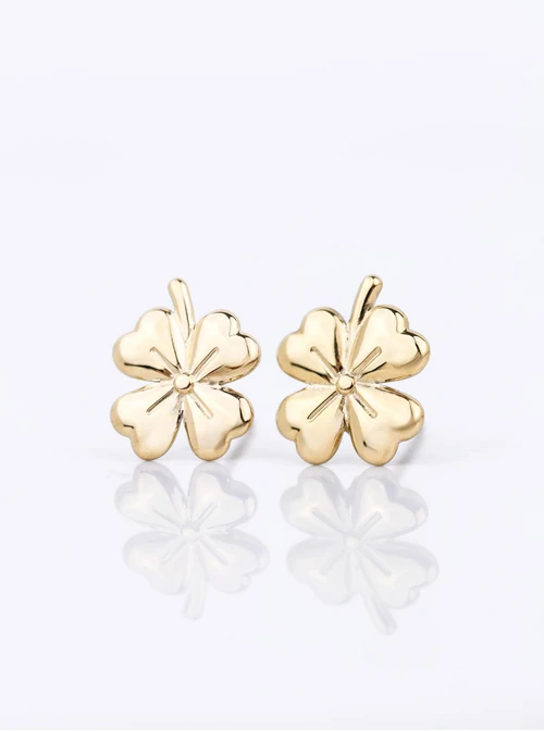 Kolczyki koniczynki, stal pozłacana S212406Z00