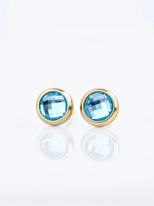 Kolczyki kryształ urodzeniowy Grudzień, stal pozłacana S210778Z00