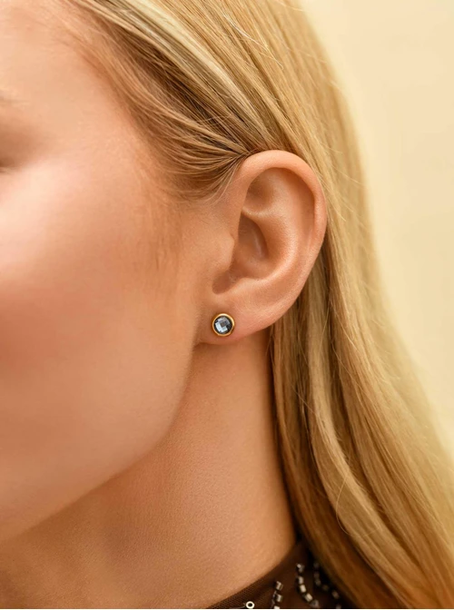 Kolczyki kryształ urodzeniowy Grudzień, stal pozłacana S210778Z00