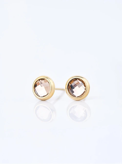 Kolczyki kryształ urodzeniowy Listopad, stal pozłacana S210777Z00