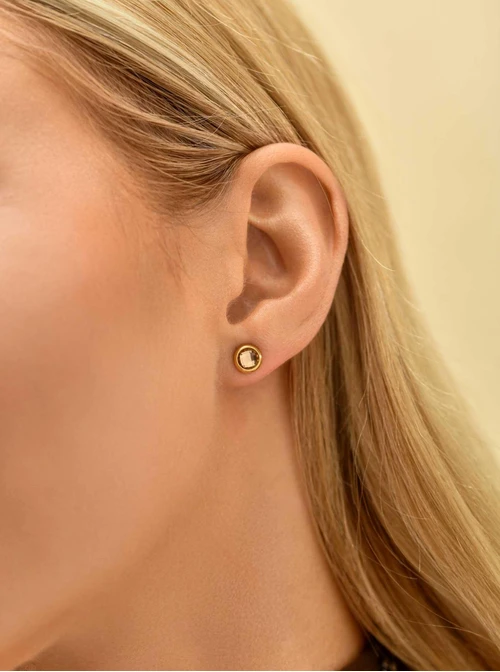 Kolczyki kryształ urodzeniowy Listopad, stal pozłacana S210777Z00