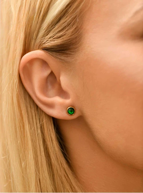 Kolczyki kryształ urodzeniowy Maj, stal pozłacana S210771Z00