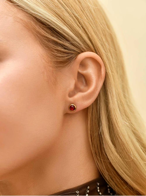 Kolczyki kryształ urodzeniowy Styczeń, stal pozłacana S210767Z00