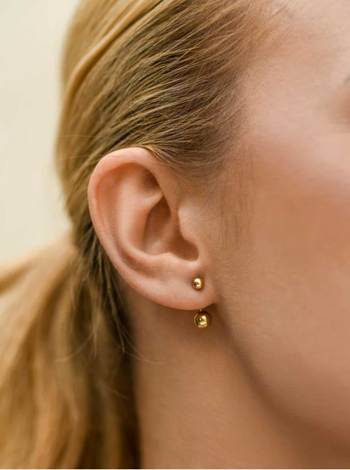 Kolczyki kuleczki, stal pozłacana S212540Z00