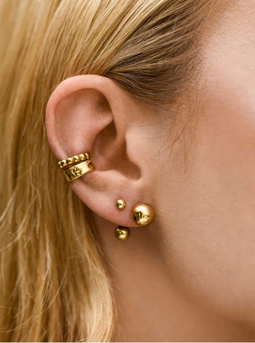 Kolczyki kuleczki, stal pozłacana S212540Z00