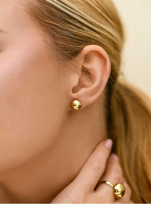 Kolczyki kulki, stal pozłacana S212539Z00