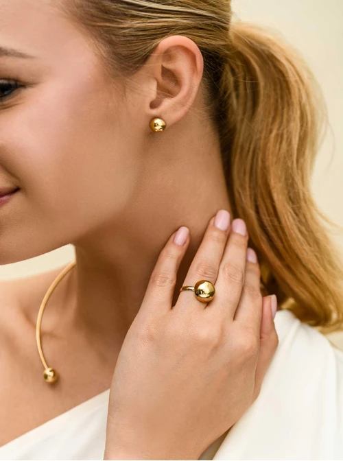 Kolczyki kulki, stal pozłacana S212539Z00