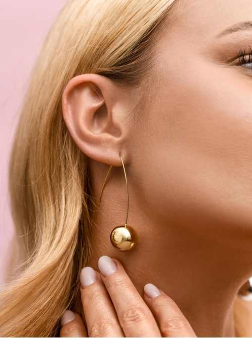 Kolczyki kulki, stal pozłacana S212553Z00