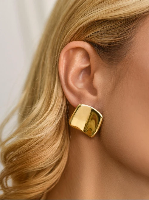 Kolczyki kwadraty, stal pozłacana S211961Z00